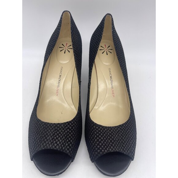 Isaac Mizrahi Perky Women Black Embossed Leather Wedge Shoe Size 11 - Picture 3 of 9